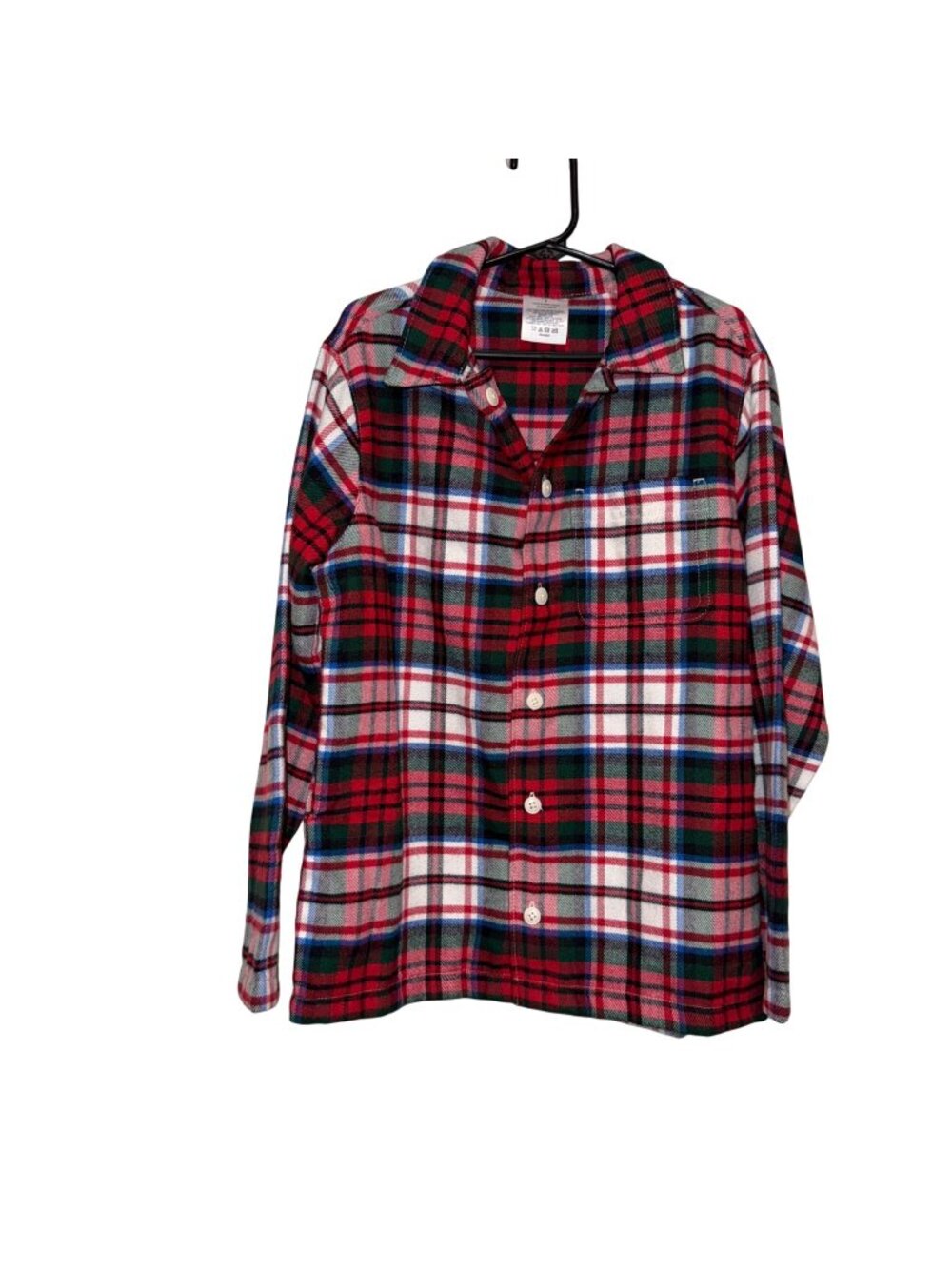 Lands End Kids Plaid Button-Up Shirt Long Sleeve Red/Green/White Size 8